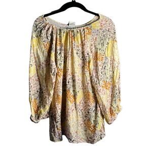 Good Hart by Matilda Jane Yellow and Brown Floral Metallic Top Size Large